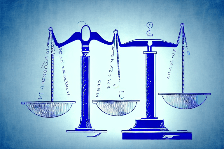 A balanced scale with a patent document on one side and a supply chain icon on the other