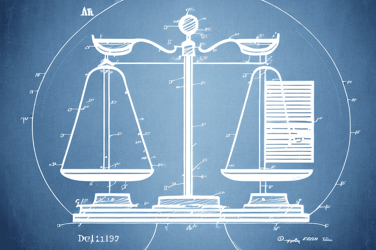 A scale balancing a patent document on one side and a delta symbol on the other