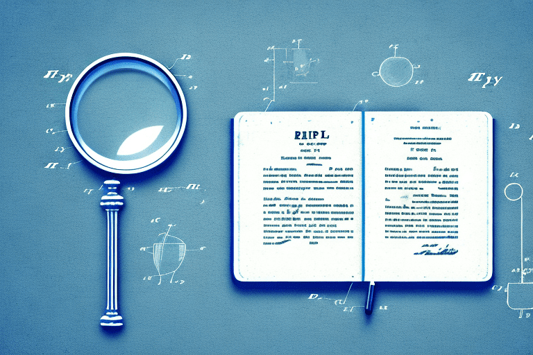 A magnifying glass examining a detailed patent document