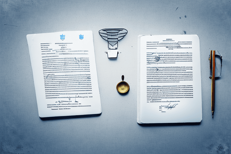 A cease and desist letter next to a patent document