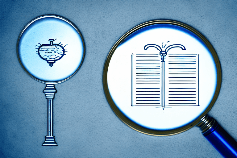 A magnifying glass hovering over a patent document