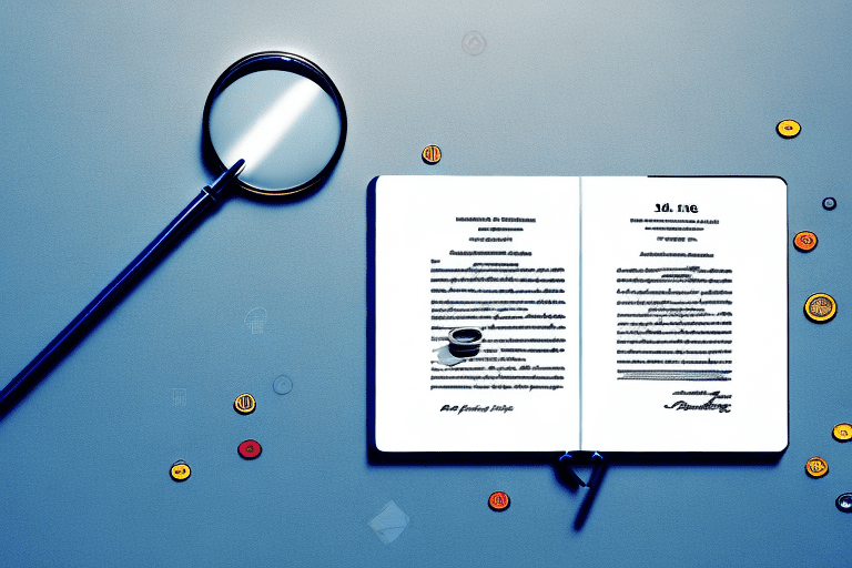 A magnifying glass hovering over a patent document