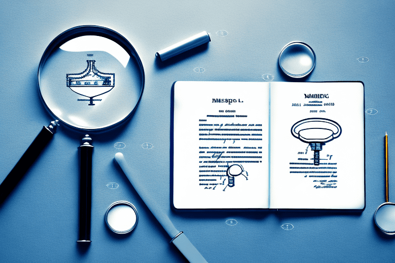 A magnifying glass examining a patent document