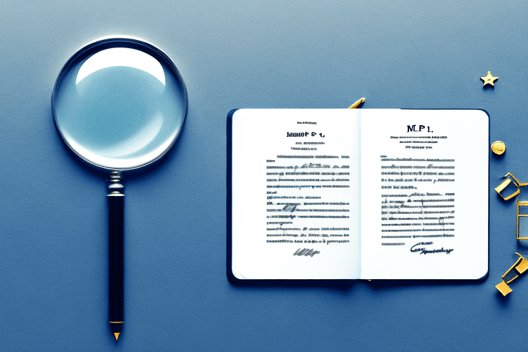 A magnifying glass hovering over a patent document