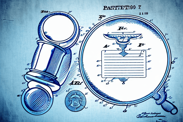 A patent document being stamped with a "rejected" seal