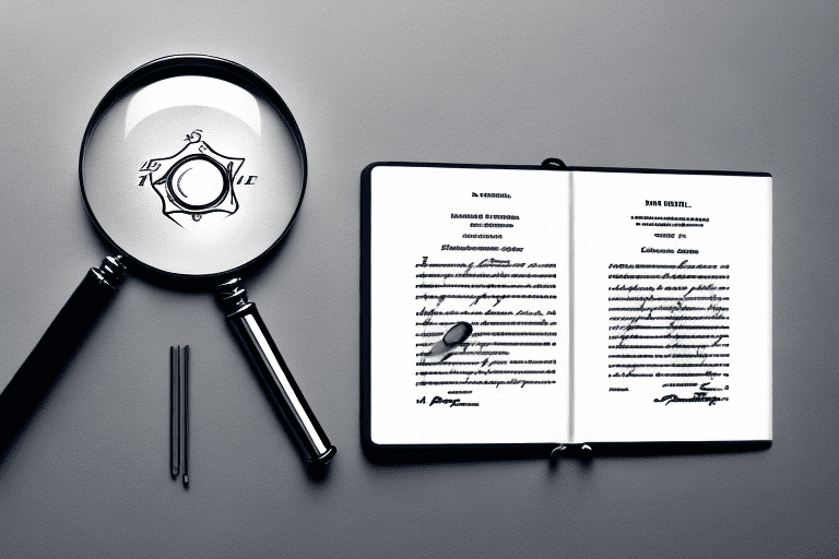 A magnifying glass over a patent document