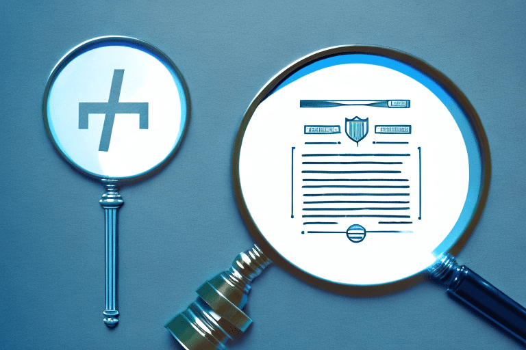 A magnifying glass hovering over a patent document