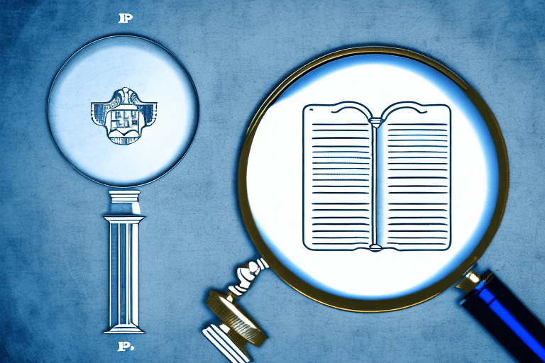 A magnifying glass hovering over a patent document