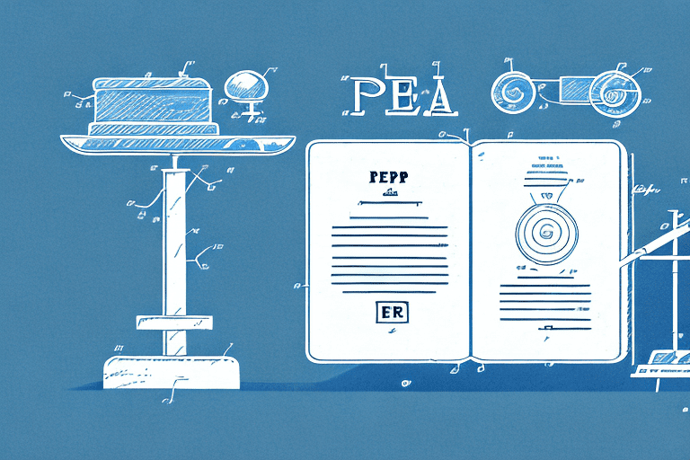 A balanced scale with a patent document on one side