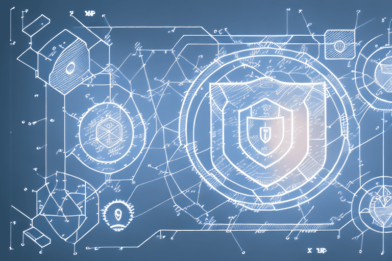 A symbolic representation of a computer with a shield
