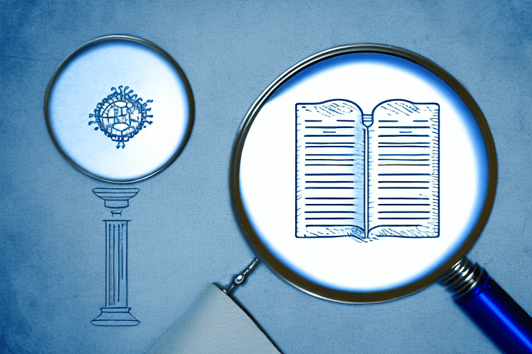 A magnifying glass hovering over a patent document