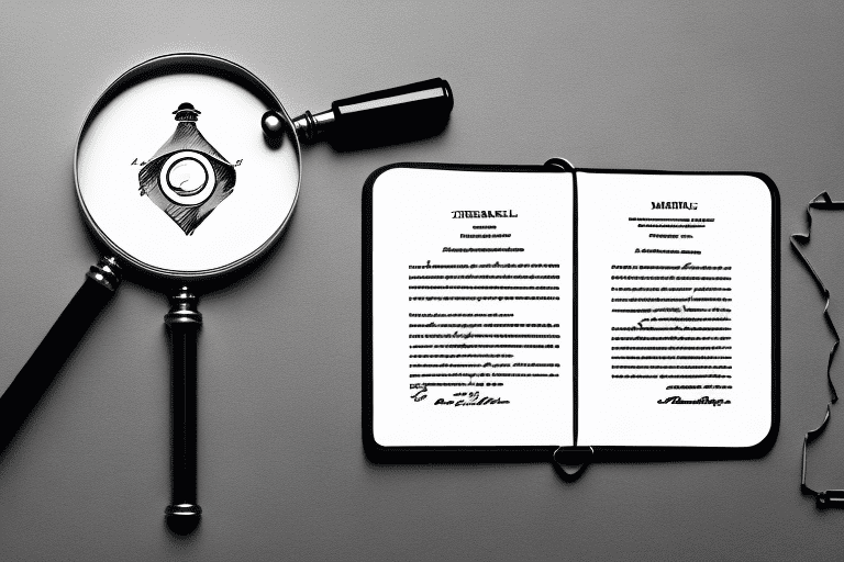 A magnifying glass focusing on a patent document