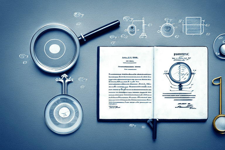 A magnifying glass focusing on a patent document