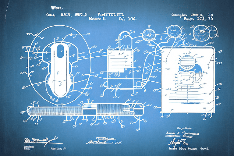 A computer mouse connected to a patent document