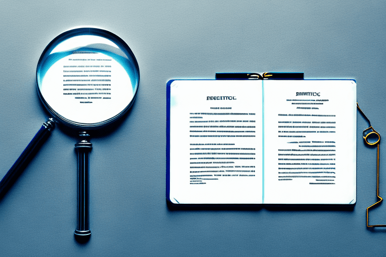 A magnifying glass examining a patent document