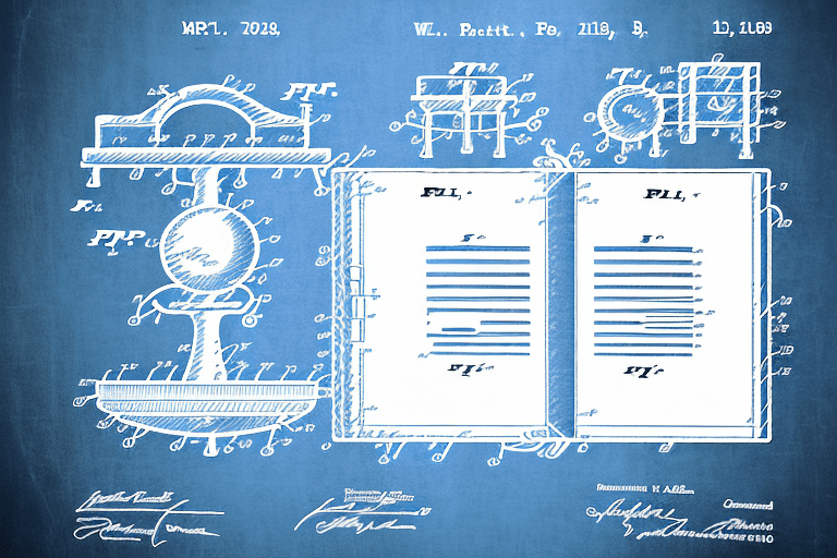 A patent document inside an open box