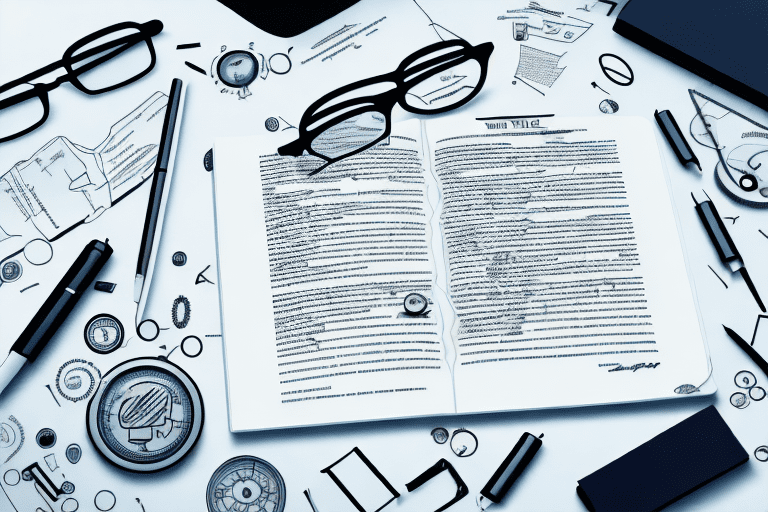 A large patent document under a magnifying glass