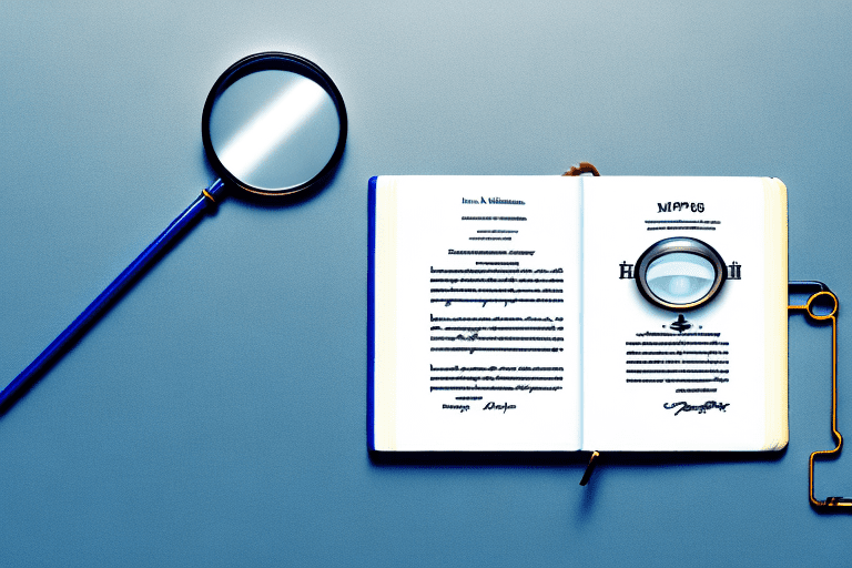 A magnifying glass hovering over a patent document