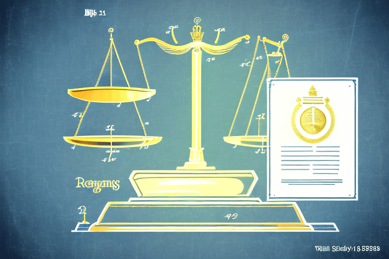 A scale balancing a patent document and a gold crown