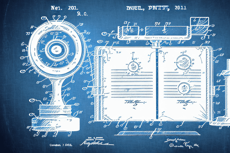 A complex patent document under a magnifying glass