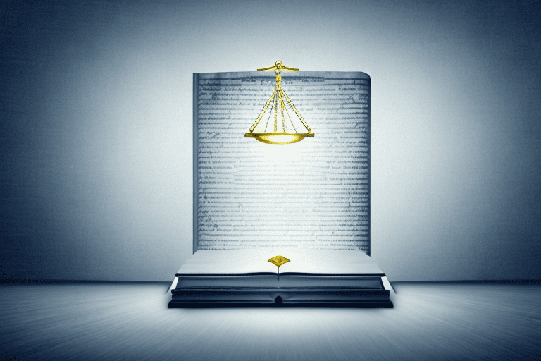 A stage with a spotlight shining on a large patent document