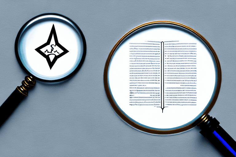 A magnifying glass examining a patent document