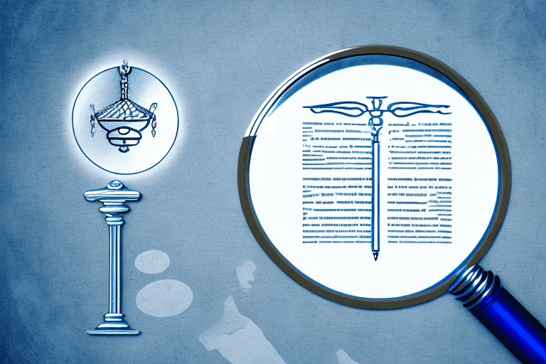 A magnifying glass hovering over a patent document