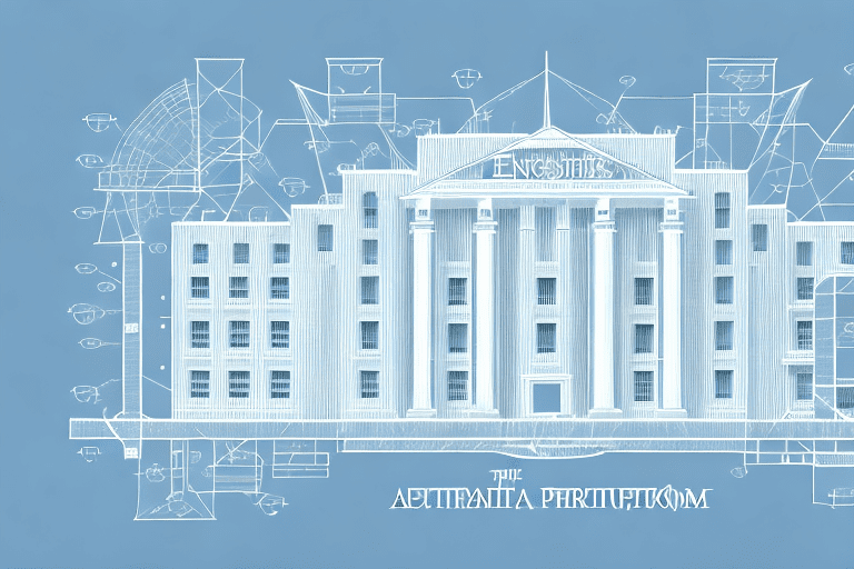 A symbolic representation of a building (representing enterprise architecture) with different sections labeled as patents