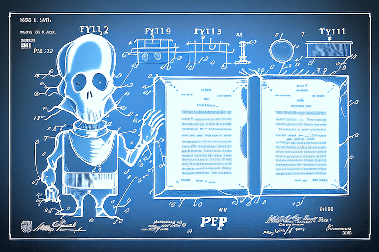 A ghostly figure interacting with a symbolic representation of a patent document