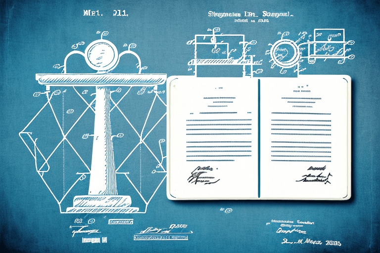 A symbolic scale balancing a patent document and the mpep book