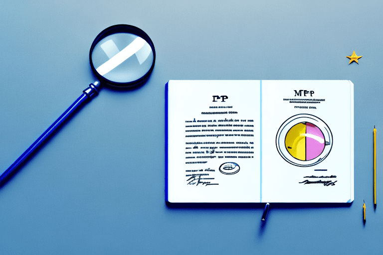 A magnifying glass hovering over a patent document