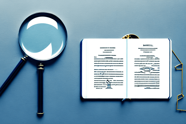 A magnifying glass focusing on a patent document