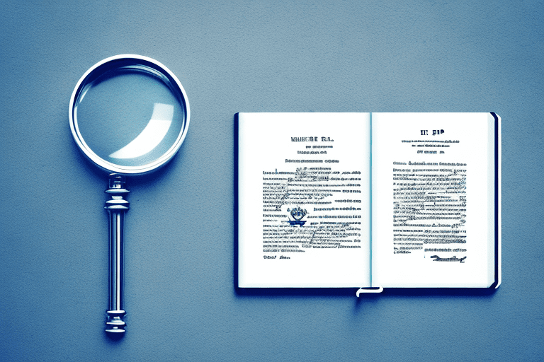A magnifying glass over a patent document