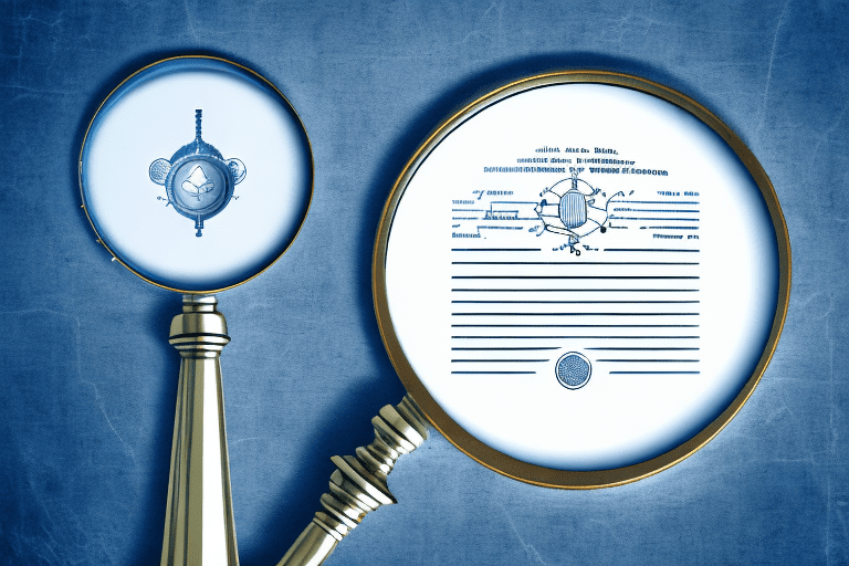 A magnifying glass hovering over a patent document