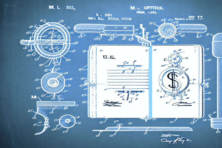A patent document with a money symbol being expelled from it