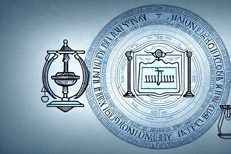 A digital interface showcasing various symbols representing intellectual property like patents