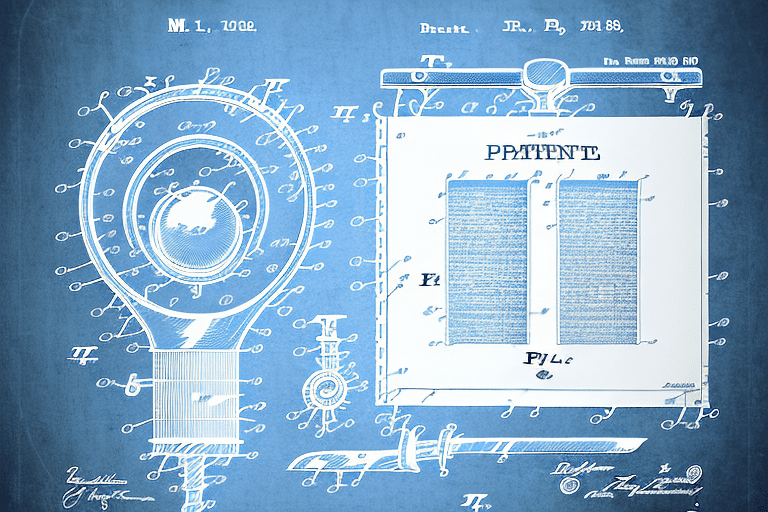 A patent document with a magnifying glass hovering over it