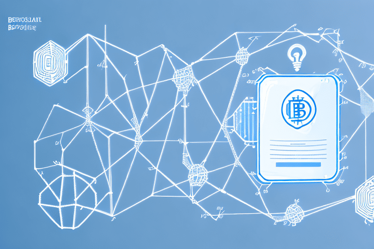 A symbolic blockchain intertwined with a patent document and a bar