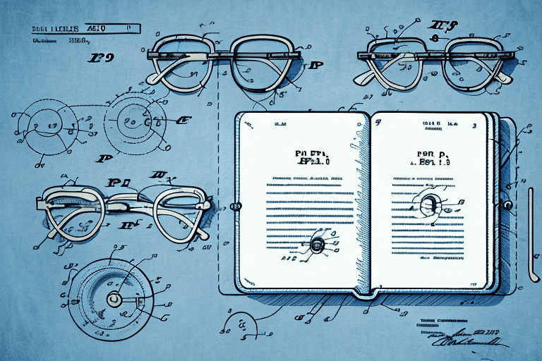 A pair of glasses looking at a patent document