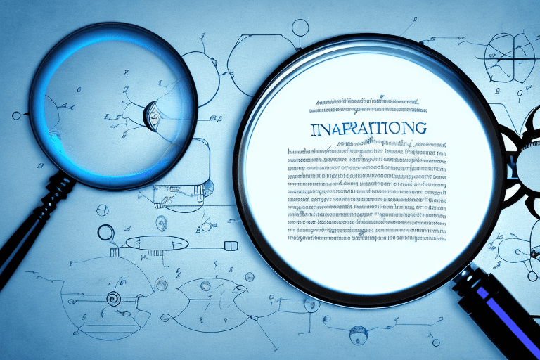 A magnifying glass focusing on a patent document