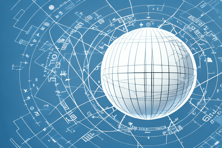 A globe with various intellectual property symbols (like patent