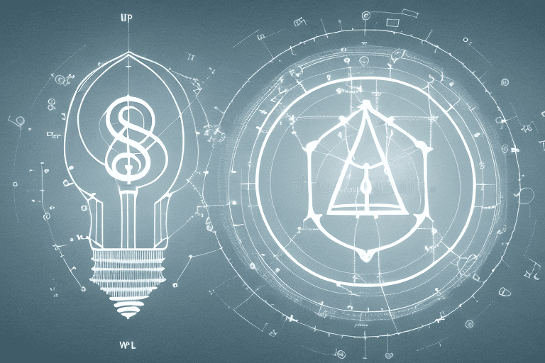 Various symbols representing different types of intellectual property such as a lightbulb for ideas