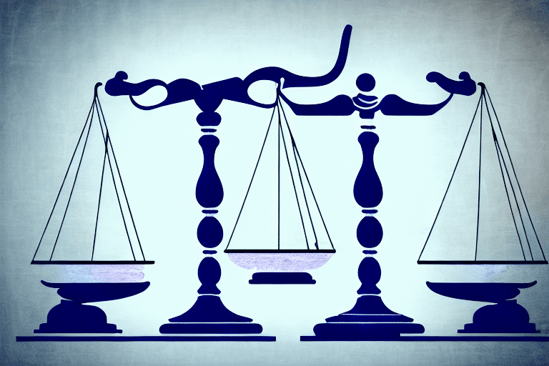 A balanced scale with a patent document on one side and a gavel on the other