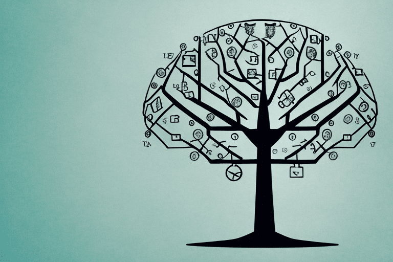 A tree with various branches representing different types of intellectual property like patents