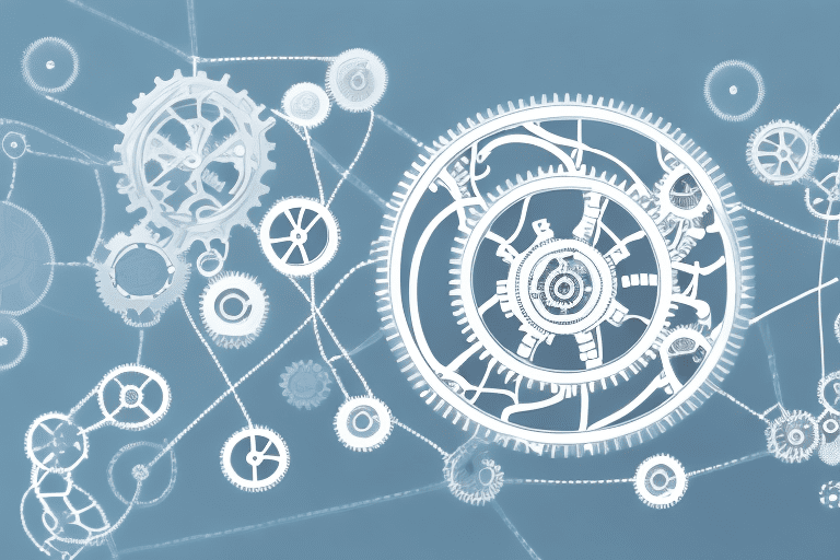 A series of interconnected gears