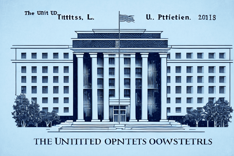 The united states patent and trademark office (uspto) building with a symbolic representation of the patent cooperation treaty