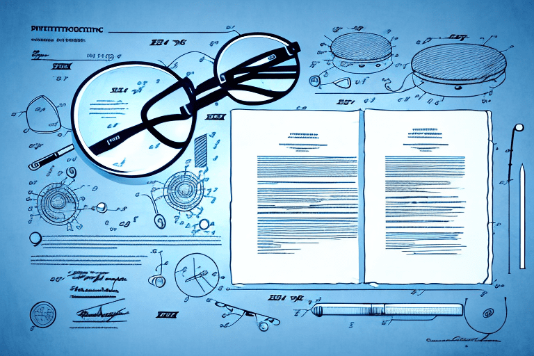 Two distinct magnifying glasses examining different aspects of a patent document