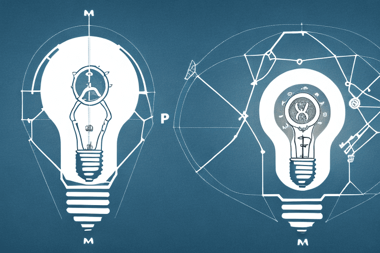 Various symbols representing different types of intellectual property such as a patent icon