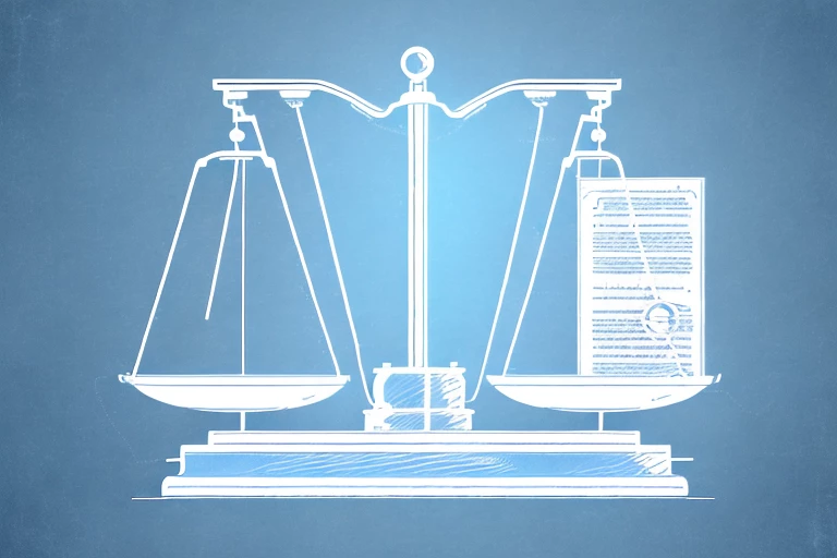 A balance scale with a patent document on one side and a computer chip on the other