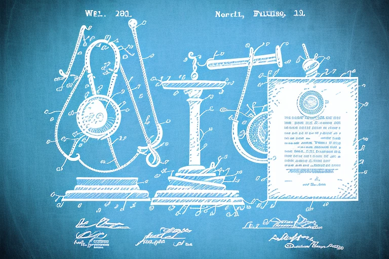 Two distinct objects symbolizing law and nursing